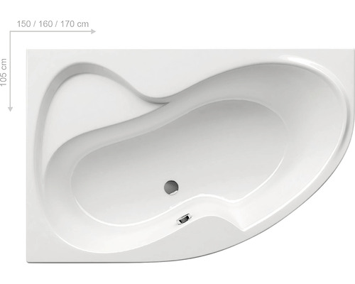 Rohová vaňa s rozmermi 150/160/170 x 105 cm