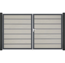 Dvojkrídlová brána z hliníka s horizontálnymi lamelami