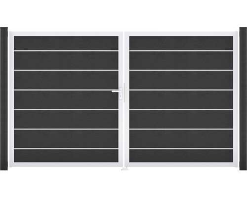 Dvojkrídlová brána s vodorovnými lamelami a rukoväťou