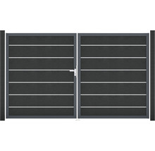 Dvojkrídlová brána s vodorovnými pruhmi a stĺpikmi