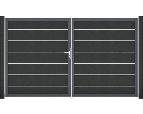 Dvojkrídlová brána s vodorovnými pruhmi a stĺpikmi