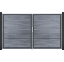 Dvojitá brána s vodorovným vzorom dreva a kľučkou