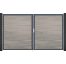 Dvojkrídlová brána s vodorovnými doskami a kovovým rámom