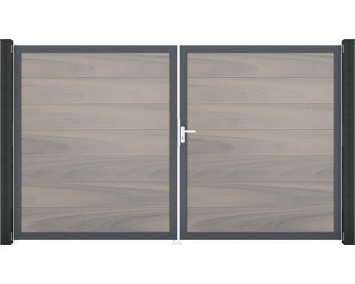 Dvojkrídlová brána s vodorovnými doskami a kovovým rámom