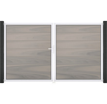 Dvojkrídlová brána s vodorovnými doskami a rukoväťou