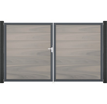 Dvojkrídlová brána z dreva s kovovým rámom