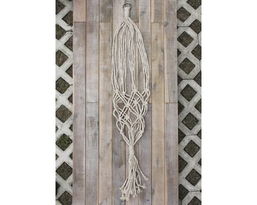 Závesný kvetináč z povrazu s kovovým krúžkom na zavesenie