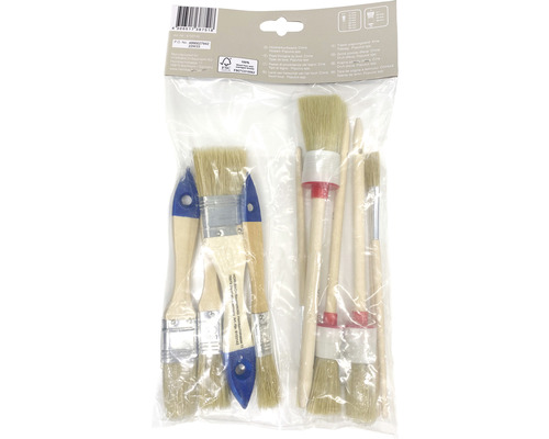 Sada štetcov s rôznymi štetcami a drevenými rúčkami v priehľadnom obale