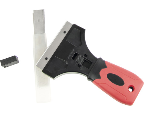 Škrabka na sklo s čepeľami, chráničom čepele a náhradnými čepeľami pre upratovacie práce