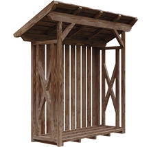 Drevený sklad dreva so strechou