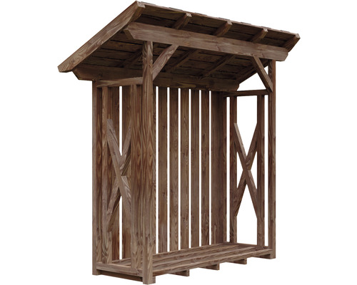 Drevený sklad dreva so strechou