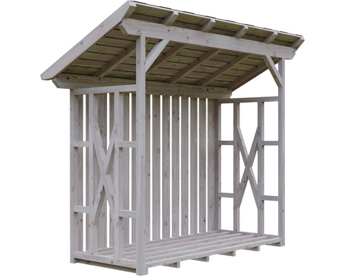 Drevený sklad dreva so strechou