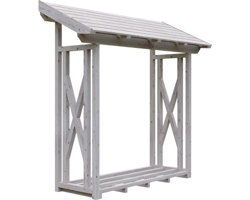 Regál na drevo z dreva so strechou