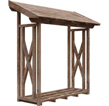 Regál na drevo zhotovený z dreva so strechou