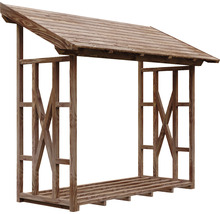 Regál na drevo so strechou na uskladnenie palivového dreva