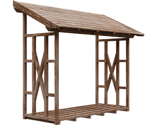 Regál na drevo so strechou na uskladnenie palivového dreva