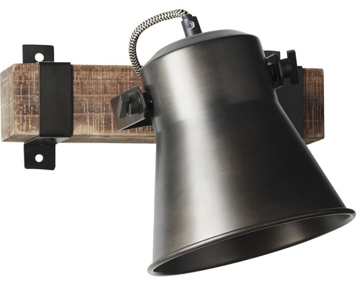 Nástenné svietidlo z kovu s dreveným držiakom