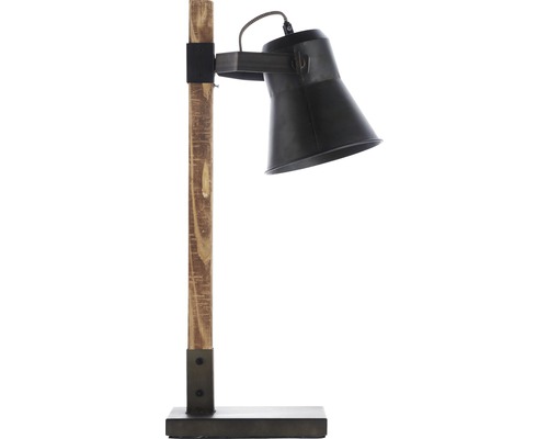 Stolná lampa z kovu a dreva
