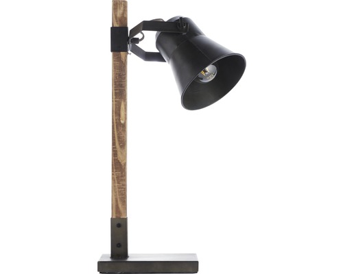 Stolná lampa z kovu a dreva