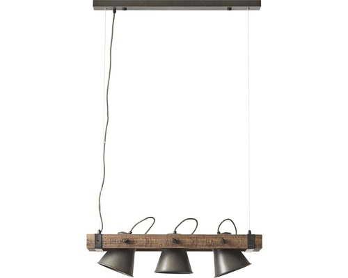 Závesné svietidlo s tromi svetlami a dreveným trámom