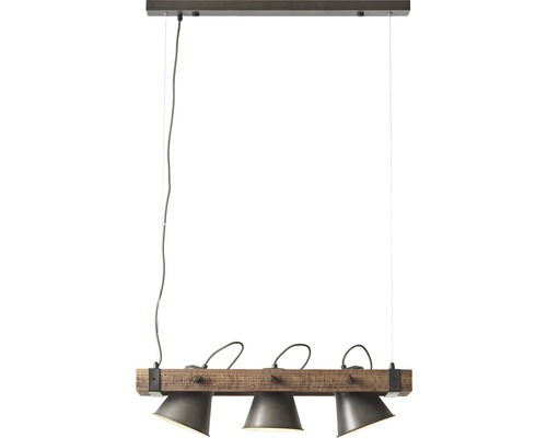 Závesné svietidlo s tromi svetlami a dreveným trámom