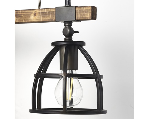 Závesná lampa s drevom a kovom