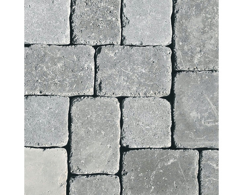 Zámková dlažba CASTELLO ant. 12,5x12,5x6 cm sivo-čierna Detail dlažobných kociek z kameňa