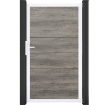 Záhradná bránka s dizajnom dreva v bielom ráme