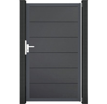 Hliníková záhradná bránka s vodorovnými panelmi a rukoväťou