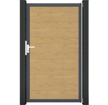 Záhradná bránka s drevenými panelmi a rámom