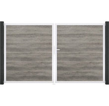 Záhradná brána dvojkrídlová s dreveným vzorom