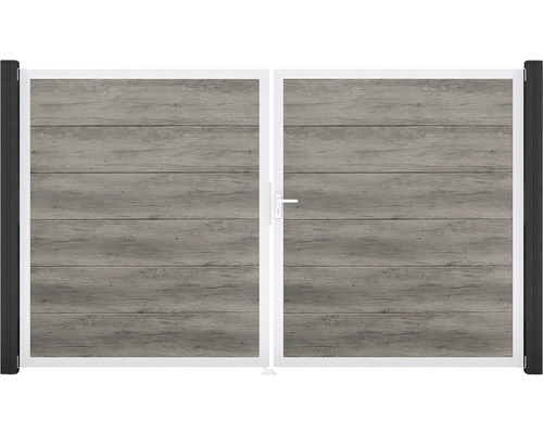 Záhradná brána dvojkrídlová s dreveným vzorom