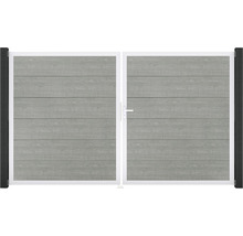 Dvojkrídlová brána z hliníka s dreveným vzhľadom