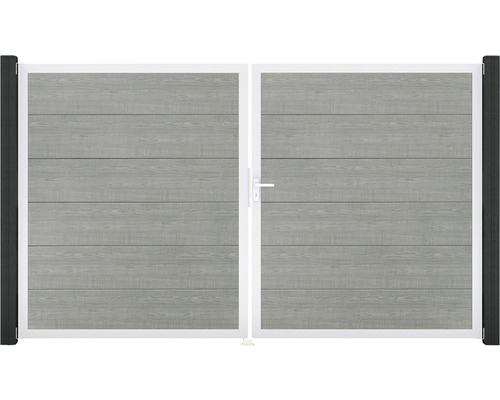 Dvojkrídlová brána z hliníka s dreveným vzhľadom