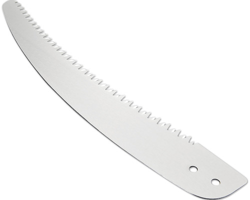 List píly na konáre z ocele so zubami a dvoma otvormi na upevnenie.