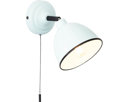 Svetlomodré nástenné svietidlo s ťahovým spínačom