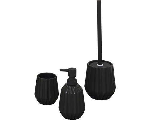 Kúpeľňová súprava s dávkovačom mydla, pohárom na zubné kefky a WC kefou