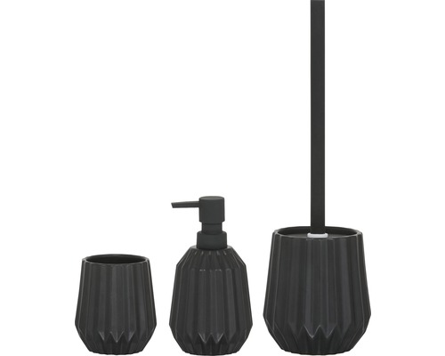 Kúpeľňová súprava s dávkovačom mydla, pohárom na zubné kefky a WC kefou