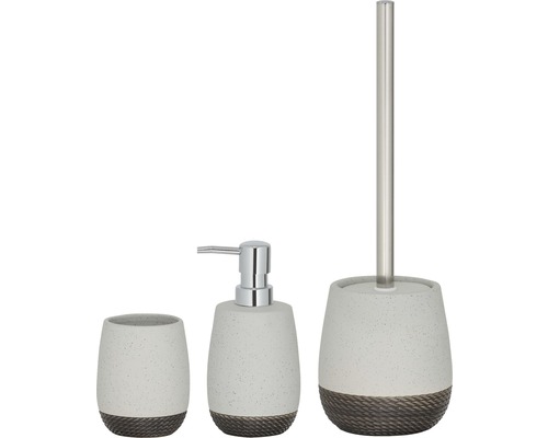 Kúpeľňová súprava s dávkovačom mydla, pohárom na zubné kefky a WC kefou