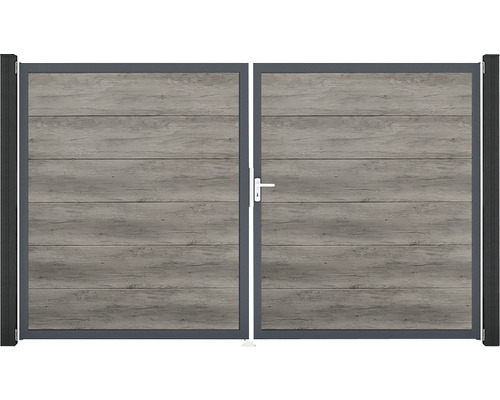 Dvojkrídlová brána z hliníka s dreveným vzhľadom