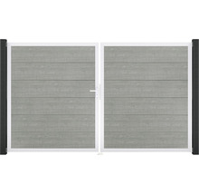 Dvojkrídlová brána s vodorovným vzhľadom dreva a rámom