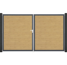 Dvojkrídlová brána z hliníka a dreva do záhrady