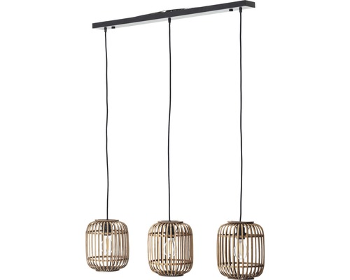 Závesná lampa s tromi bambusovými tienidlami