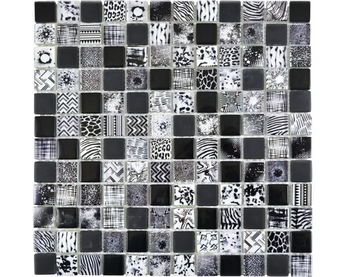 Sklenená mozaika štvorcová crystal mix black-0