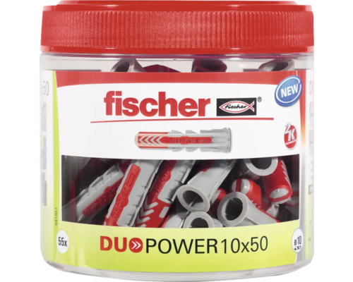 Hmoždinky Fischer DuoPower 10x50 v zásobnej nádobe