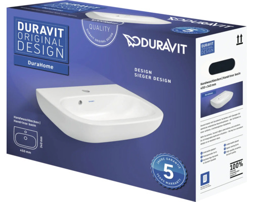 Balenie umývadla Duravit DuraHome s rozmermi 450 x 340 mm s päťročnou zárukou