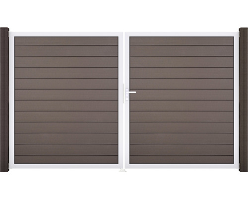 Dvojitá brána z dreva a kovu pre vonkajšie použitie