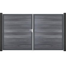 Sivá hliníková záhradná bránka s vodorovnými lamelami