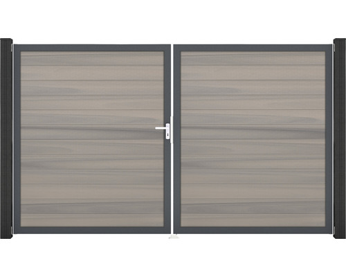 Dvojitá drevená brána s kovovým rámom pre vonkajšie použitie