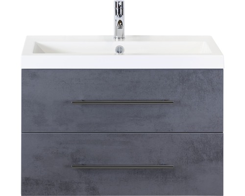Kúpeľňový nábytkový set Sanox Straight farba čela betón antracitovo sivá ŠxVxH 80 x 55 x 40 cm s umývadlom z minerálnej liatiny Skrinka pod umývadlo s dvomi zásuvkami, umývadlo a armatúra